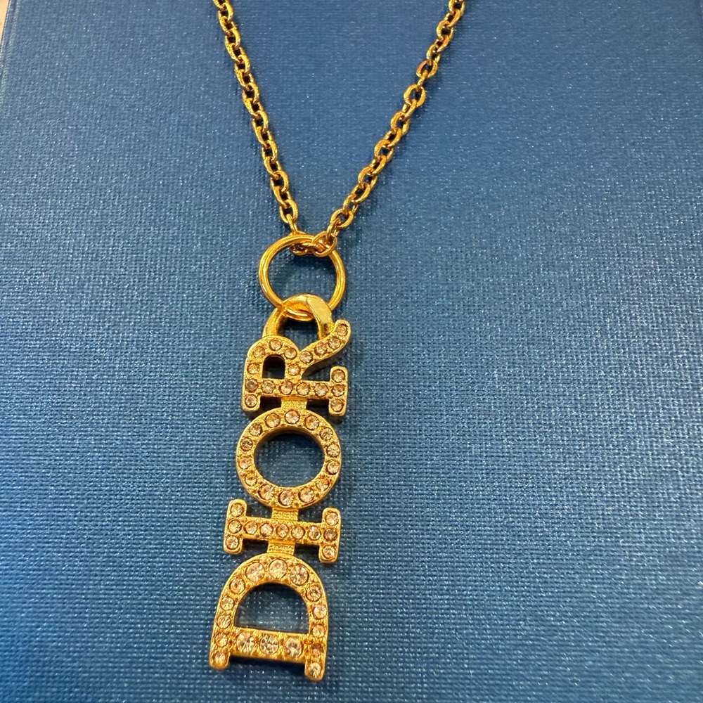 Gold Crystal Logo Necklace